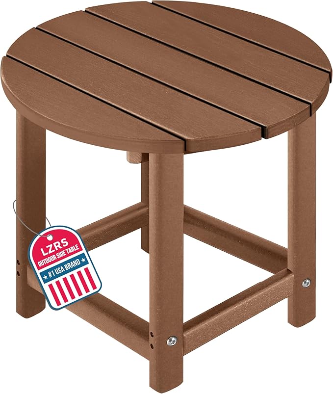 LZRS Round Adirondack Patio Side Table End Table, Outdoor Side Tables for Pat...