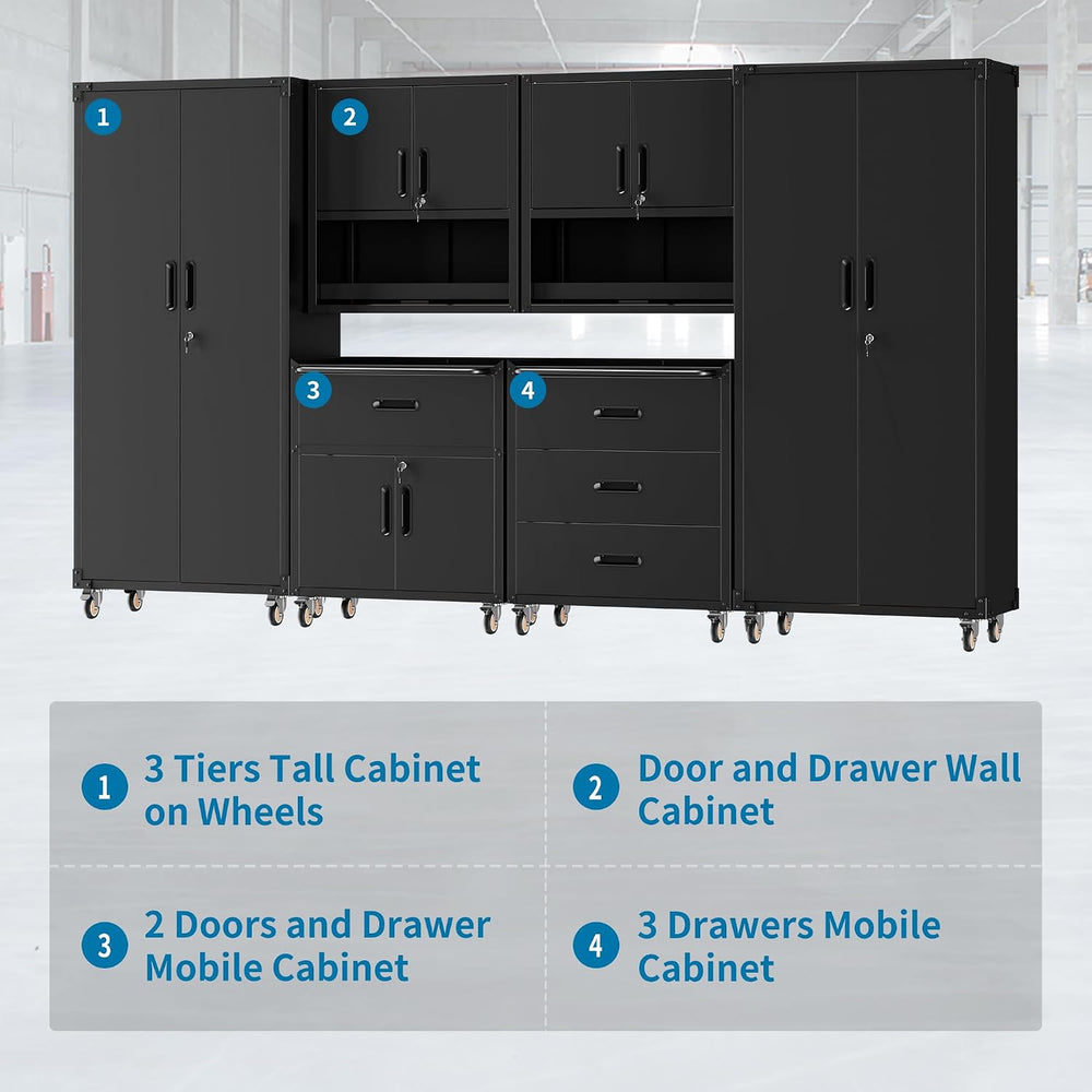 6-Piece Garage Storage Cabinets System Heavy Duty Workshop Set
