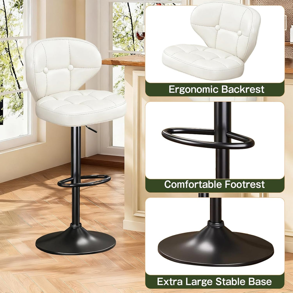 Bar Stools Set of 4, Adjustable Swivel Bar Chairs with 360° Rotation, Padded ...