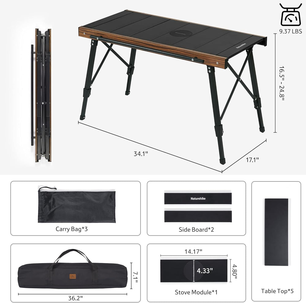 Naturehike IGT Camping Table, Height Adjustable, Expandable Cooking Area