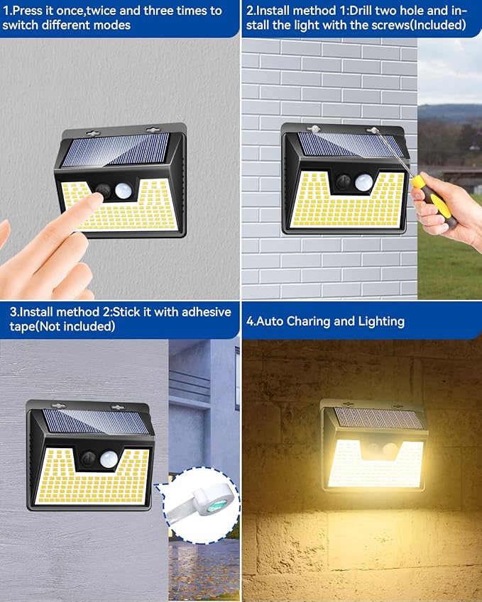 Peasur Solar Lights Outdoor Waterproof 16 Pack, Warm White 140LED Motion Sens...