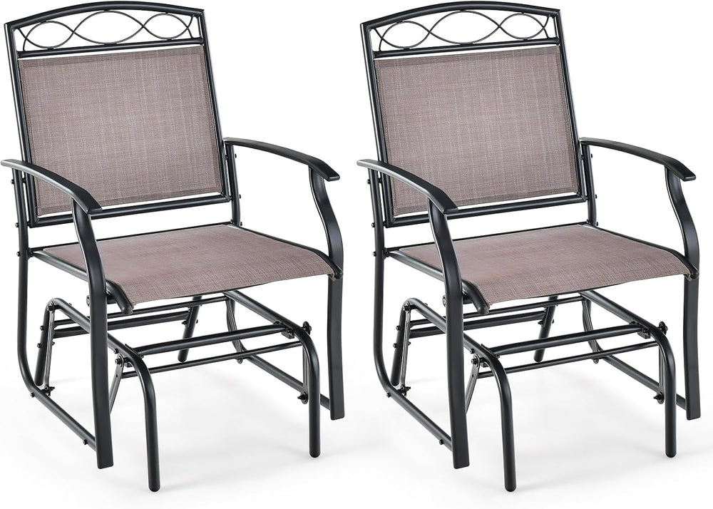 GIANTEX Patio Glider Chairs Set - 2 PCS Gliding Rocking Chairs w/Weather-Resi...