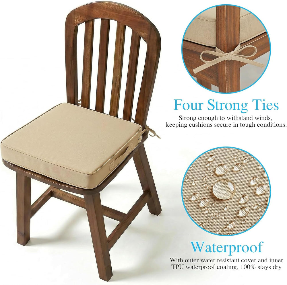 Amagenix 20x20x3 Inch Outdoor Chair Cushions Set of 2 Beige