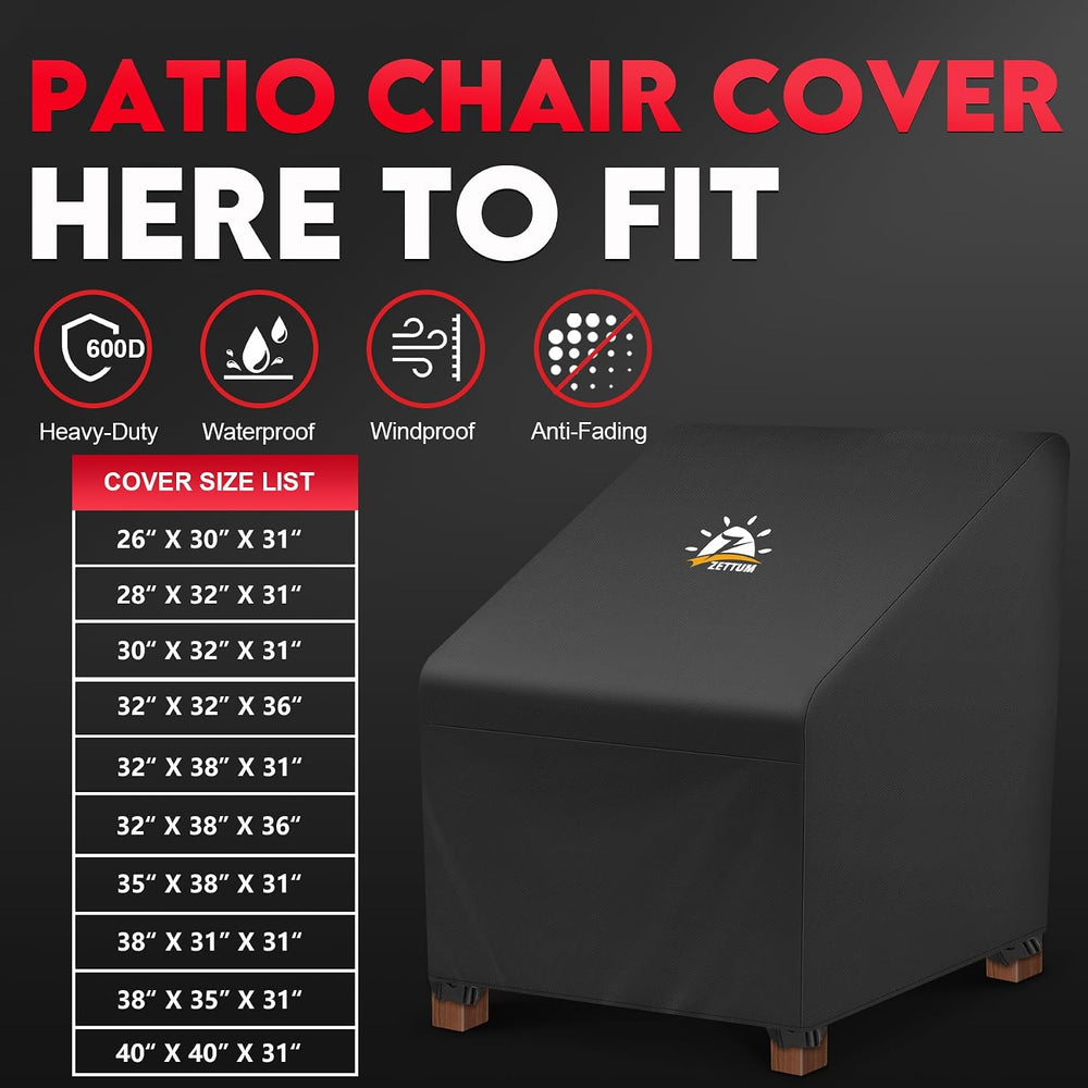 Zettum Patio Chair Covers 2 Pack - 600D Outdoor Lounge Deep Seat Cover Waterp...