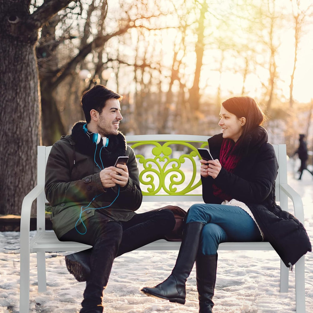 47in Outdoor Garden Park Bench,Outdoor Metal Porch Benches,Weatherproof Patio...