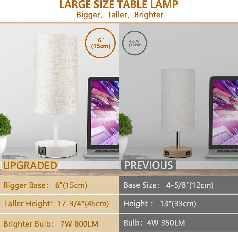 HiBay 2-Set Touch 3-Way Dimmable Table Lamps with Charging Station, White