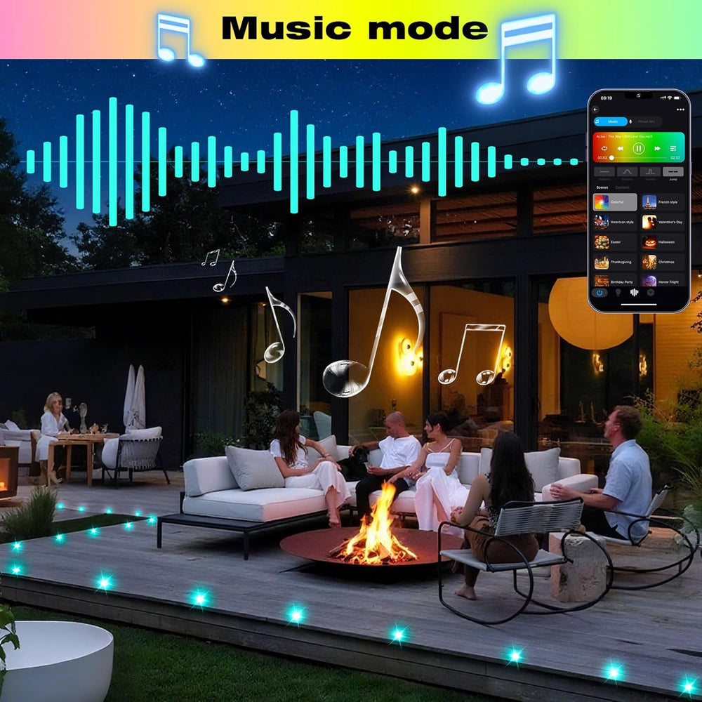 FVTLED LED Deck Lights Kit, 50pcs Φ1.22 WiFi Smart Phone Control Low Voltage ...
