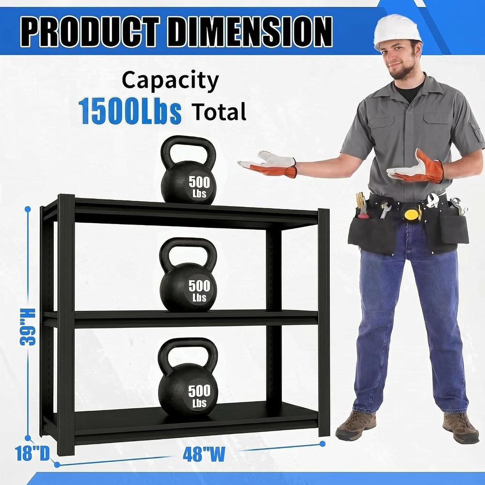 3 Tier Garage Shelving Heavy Duty,Adjustable Storage Shelves Unit