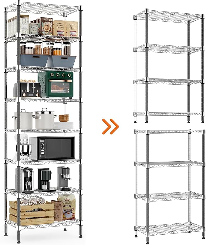8 Tier 2000 lbs Storage Rack Metal Wire Shelving Unit, Storage Standing Shelf...
