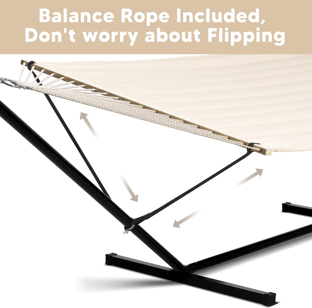 SUNCREAT Hammocks Extra Large Double Hammock with 12 ft Stand, Beige