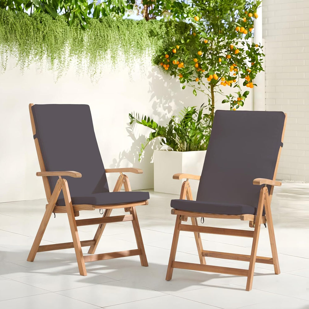 OC Orange-Casual Folding Patio Dining Chair Set of 4, Wood Chair,Dark Grey