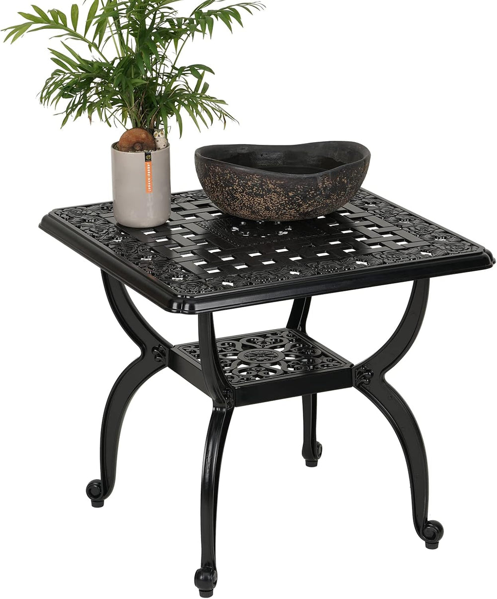 YKSY&YKSY Jardin DE Centennial Cast Aluminum Outdoor Side Table,Anti-Rust...