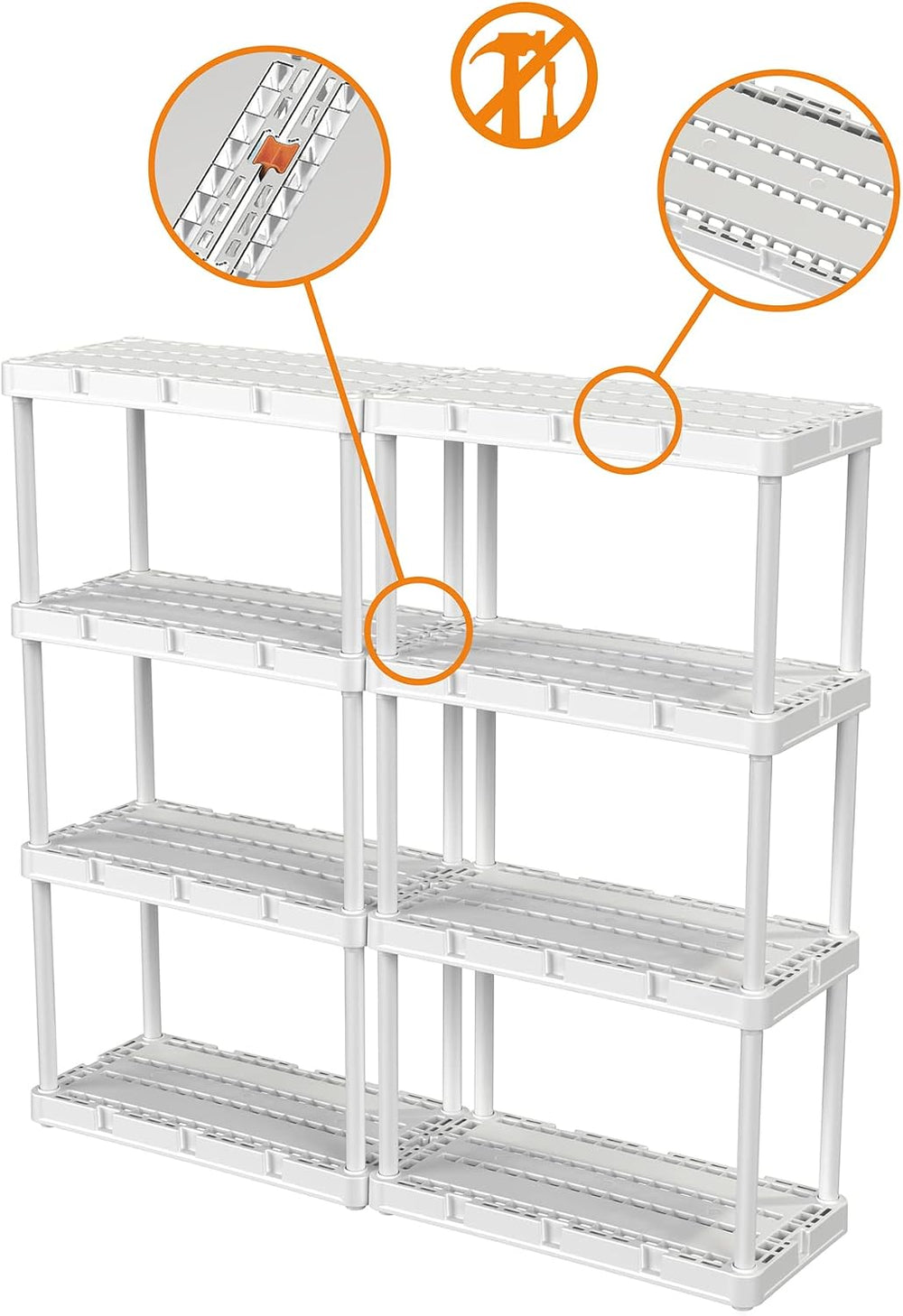 Gracious Living Knect-A-Shelf 4-Shelf Plastic Storage Unit & Rack, White