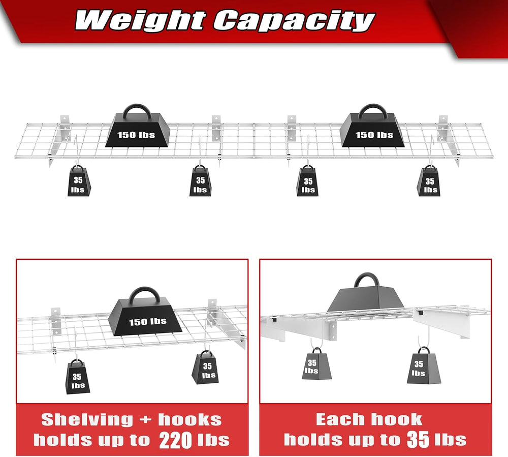 WALMANN 2-Pack Garage Wall Shelves, 45x15 in Wall Mounted Storage Shelf