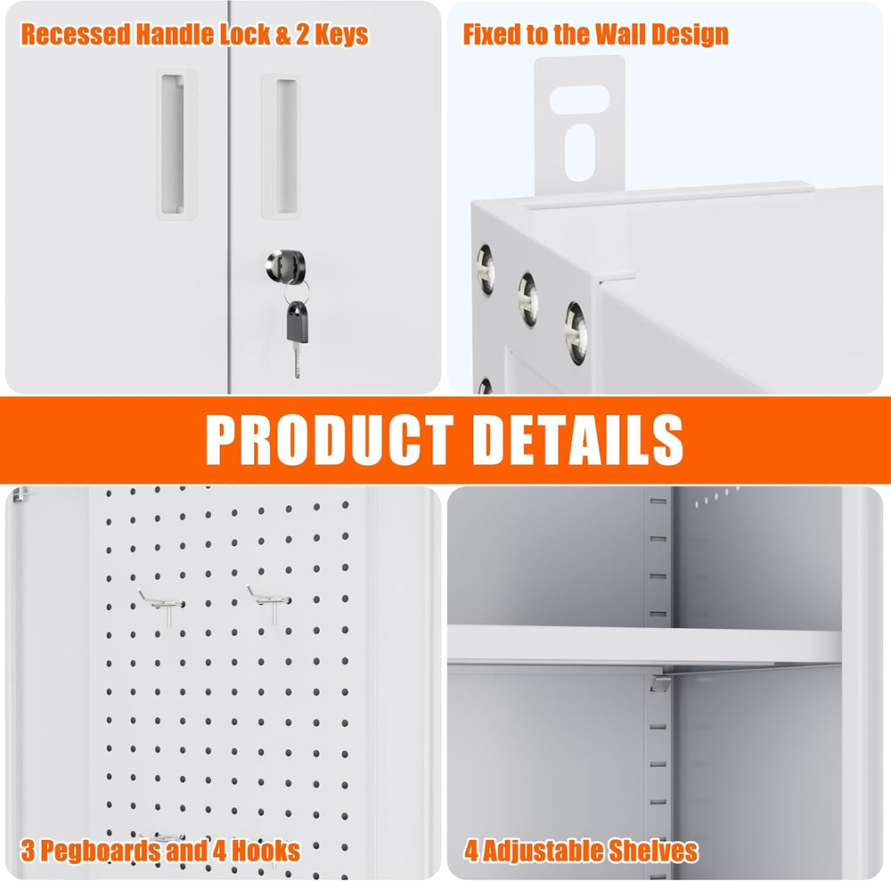 Extra Large Garage Storage Cabinet on Wheels, Metal Storage Cabinet with 4 Sh...