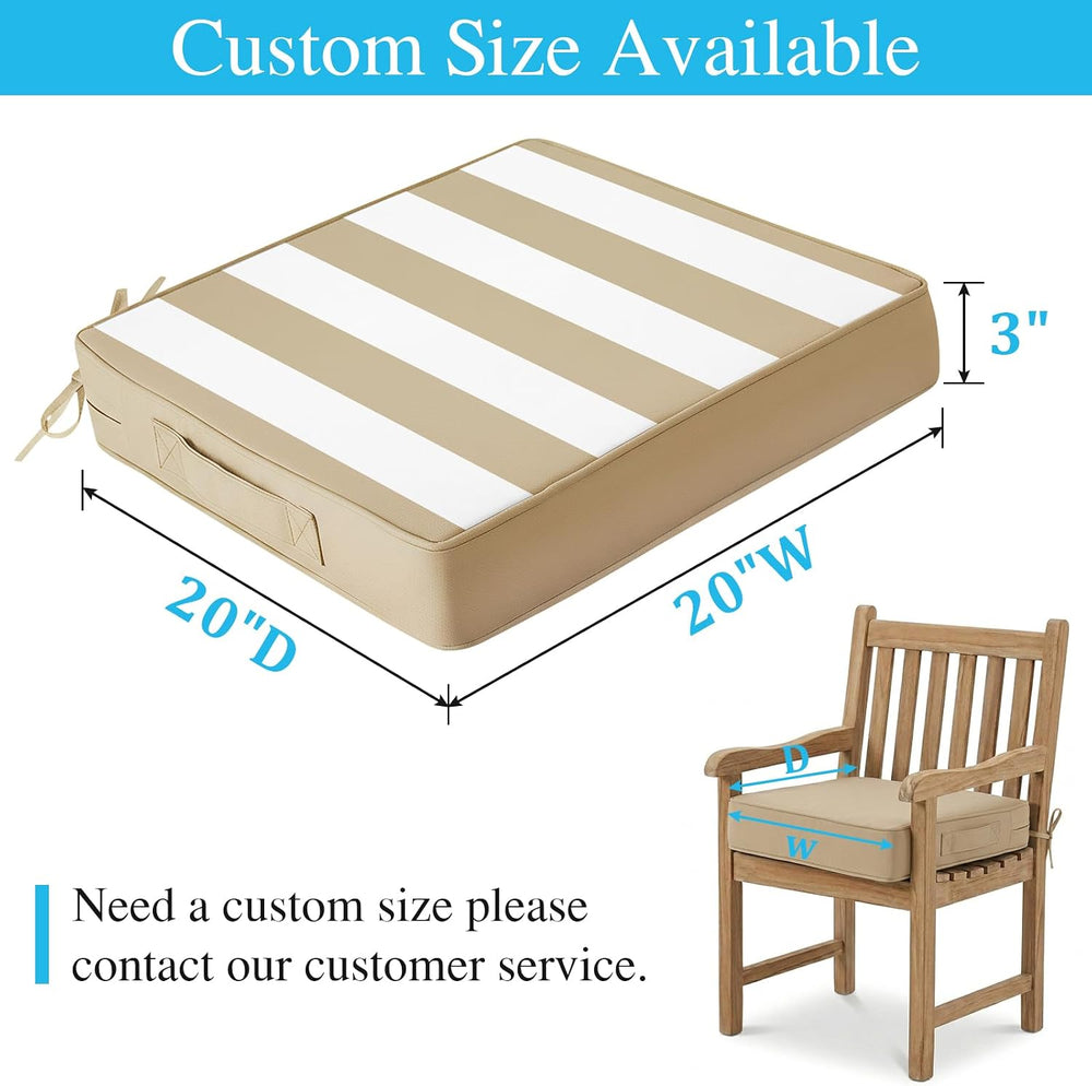 Amagenix 20x20x3 Inch Outdoor Chair Cushions Set of 2 Beige