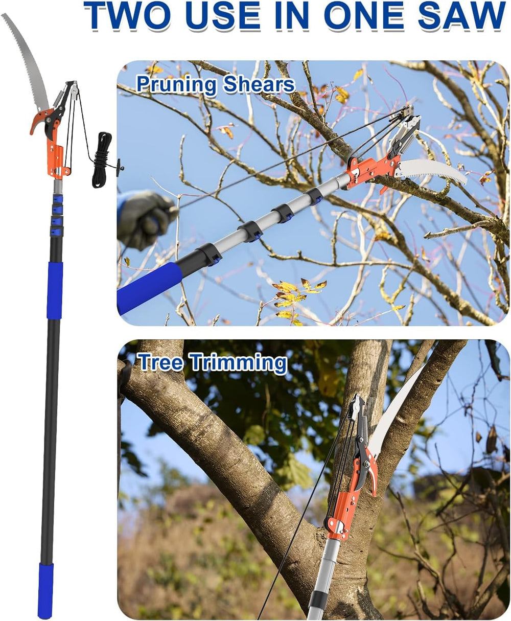 26FT Reach Pole Saw, Telescoping Tree Trimmer with 5-20FT Extension Pole, Sha...