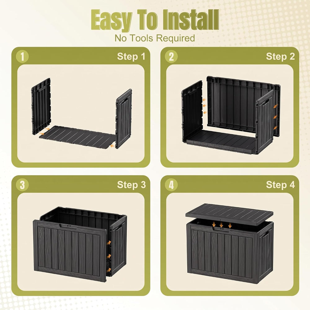 45 Gallon Outdoor Storage Box, Resin Deck Box, Patio Storage Bin, Lockable