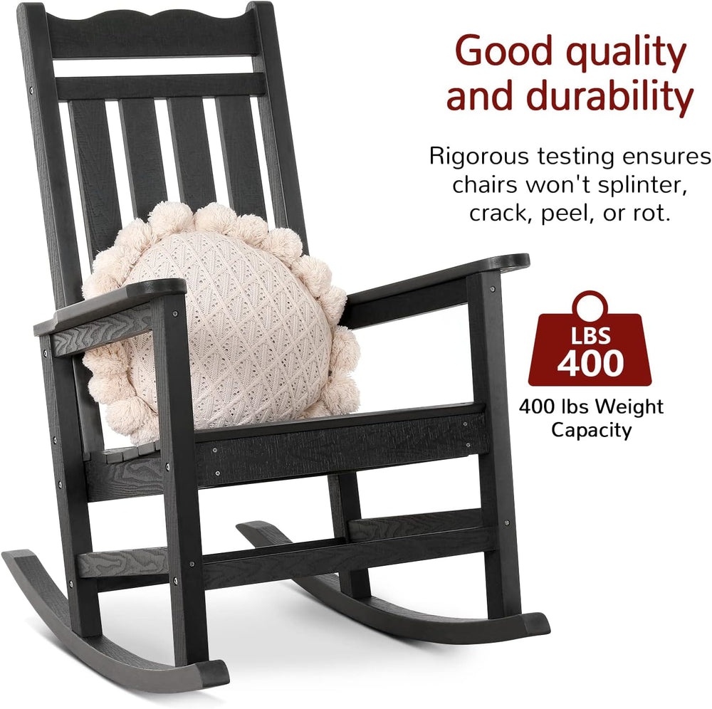 Stoog 3-Piece Oversized Rocking Chairs Set of 2 with Table, Outdoor Rocking C...
