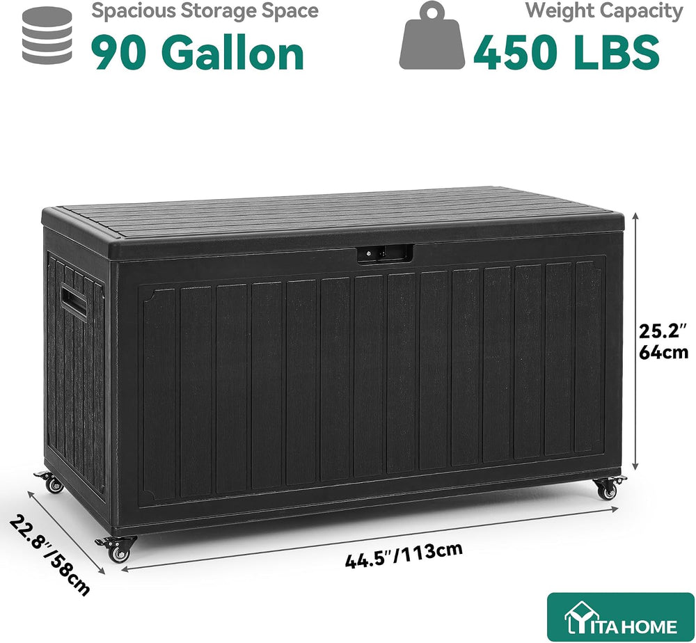 YITAHOME 90 Gallon Outdoor Storage Box with 6 Wheels