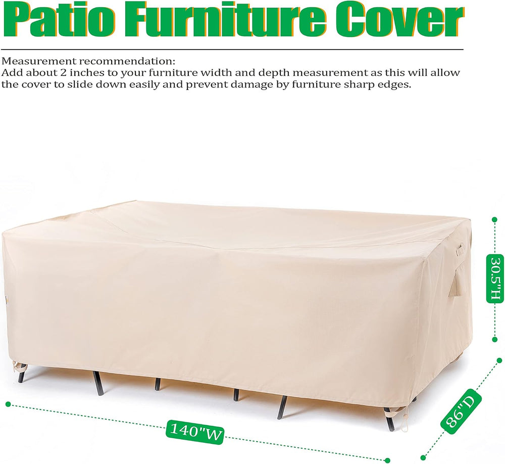 F&J Outdoors Patio Furniture Covers, Beige, 140"W x 86"D x 30.5...