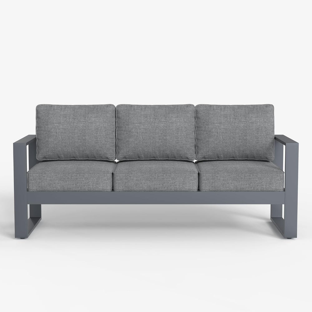 LayinSun Outdoor Patio Aluminum Sofa, Metal Modern 3-Seat Couch with Washable...