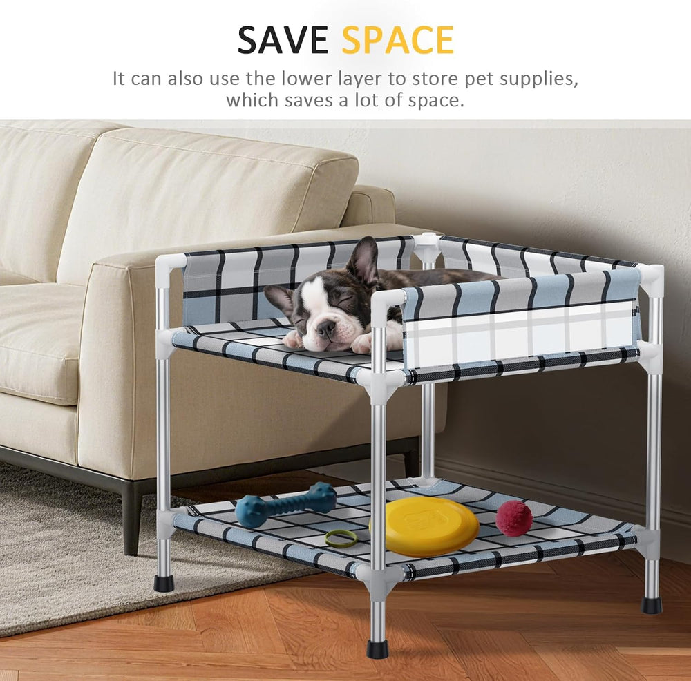 Bedside Dog Bunk Bed with Guardrail, 2 Layers Window Perch Sleeper Dogs Cot
