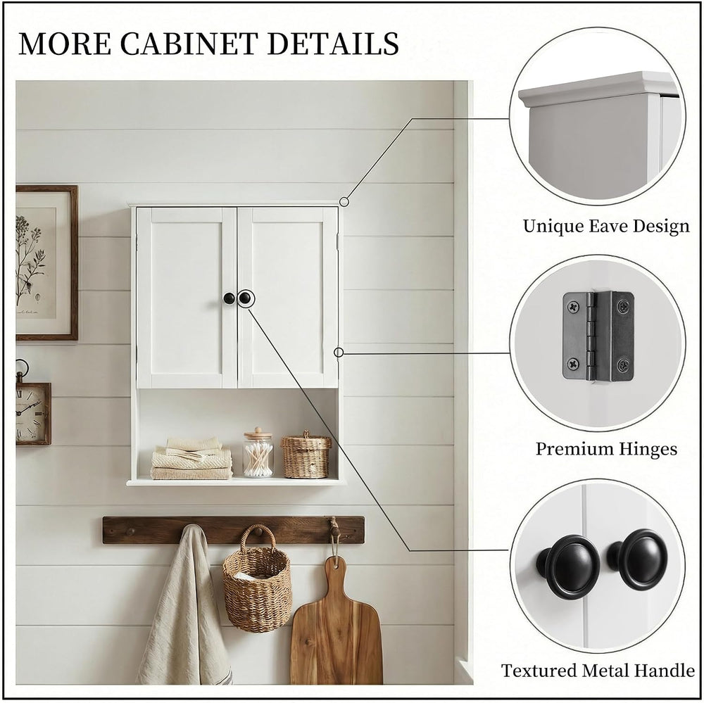 Bathroom Wall Cabinet, White 30" x 24" Wall Mounted Medicine Cabine...