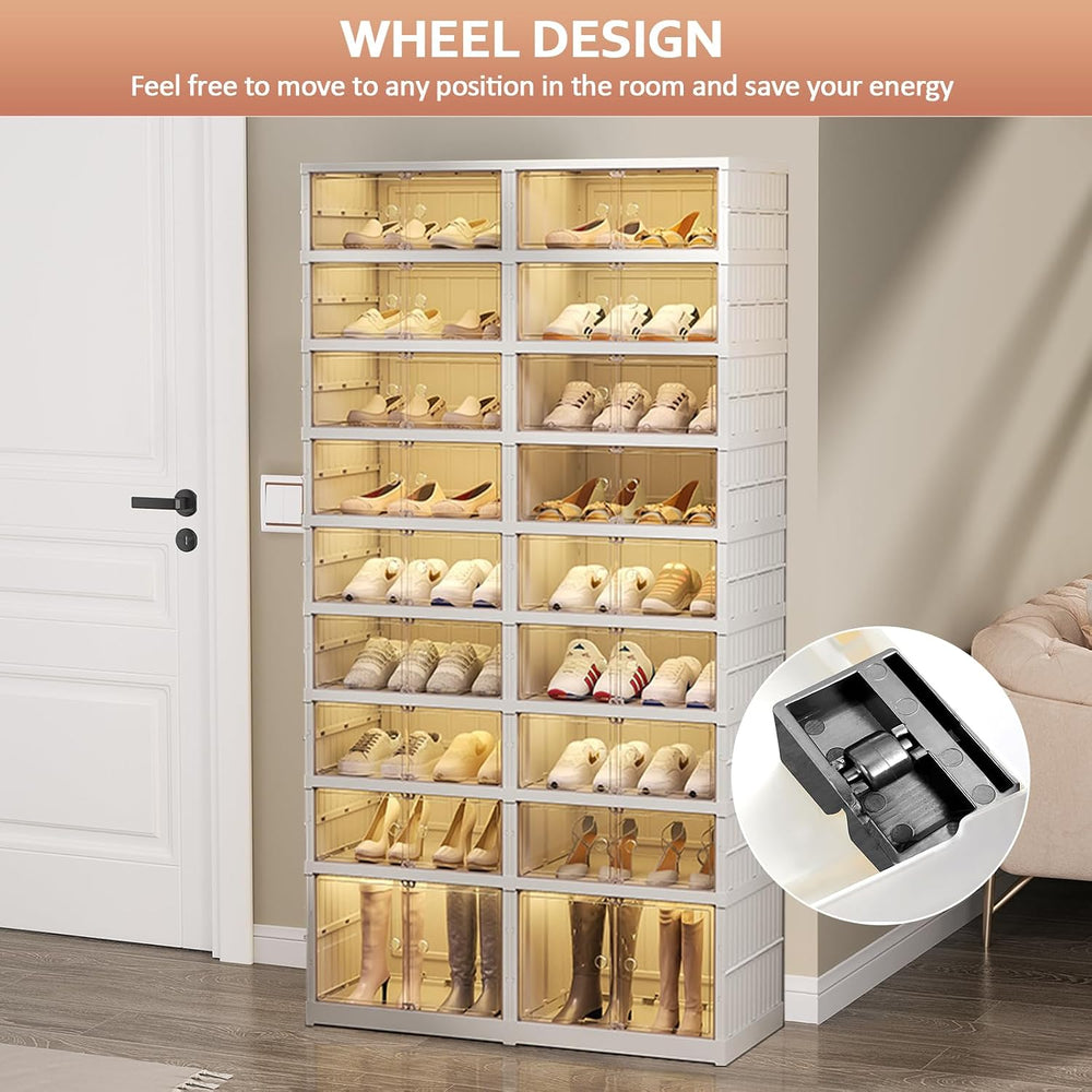 SYNCVIBE Collapsible Shoe Rack Organizer, 9 Tiers, 36 Pairs, 34.2" Wide