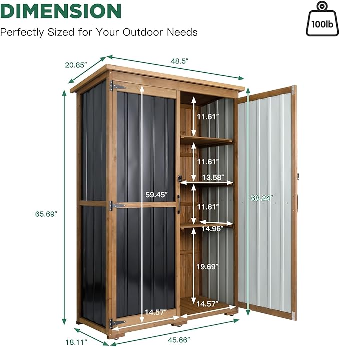 Outdoor Storage Cabinet Waterproof with Shelves, Outdoor Storage Shed Garage ...