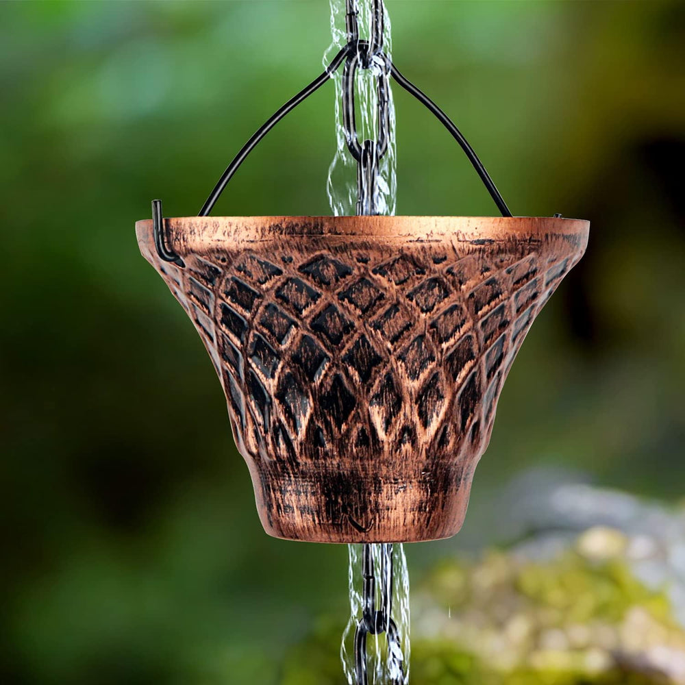 Rain Chains for Gutters Outside Copper Rain Chain 8.5FT 12 Cups
