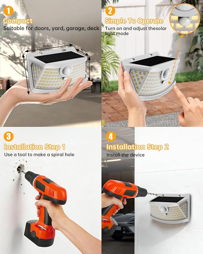 Aootek New Solar Motion Sensor Lights 120 LEDs with Lights Reflector,270° Wid...