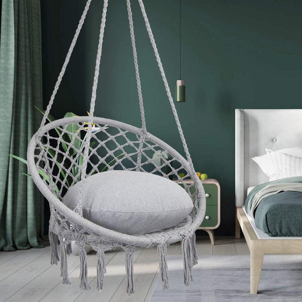 Y- STOP Hammock Chair Macrame Swing, Max 330 Lbs, Hanging Cotton Rope Hammock...