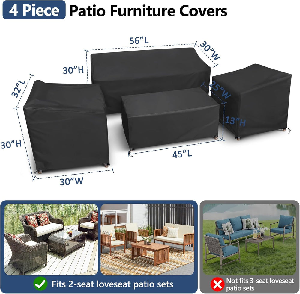 STARTWO Outdoor Furniture Cover Waterproof 4 Piece, Black, Regular, 420D