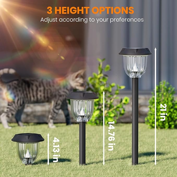 AOSEA LED Solar Lights for Outside,12000K 6 Pack Solar Lights Outdoor IP65 Wa...