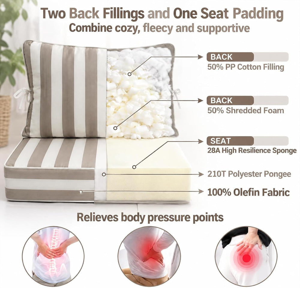 6" Thick Olefin Waterproof 24"x24" Outdoor Chair Cushion