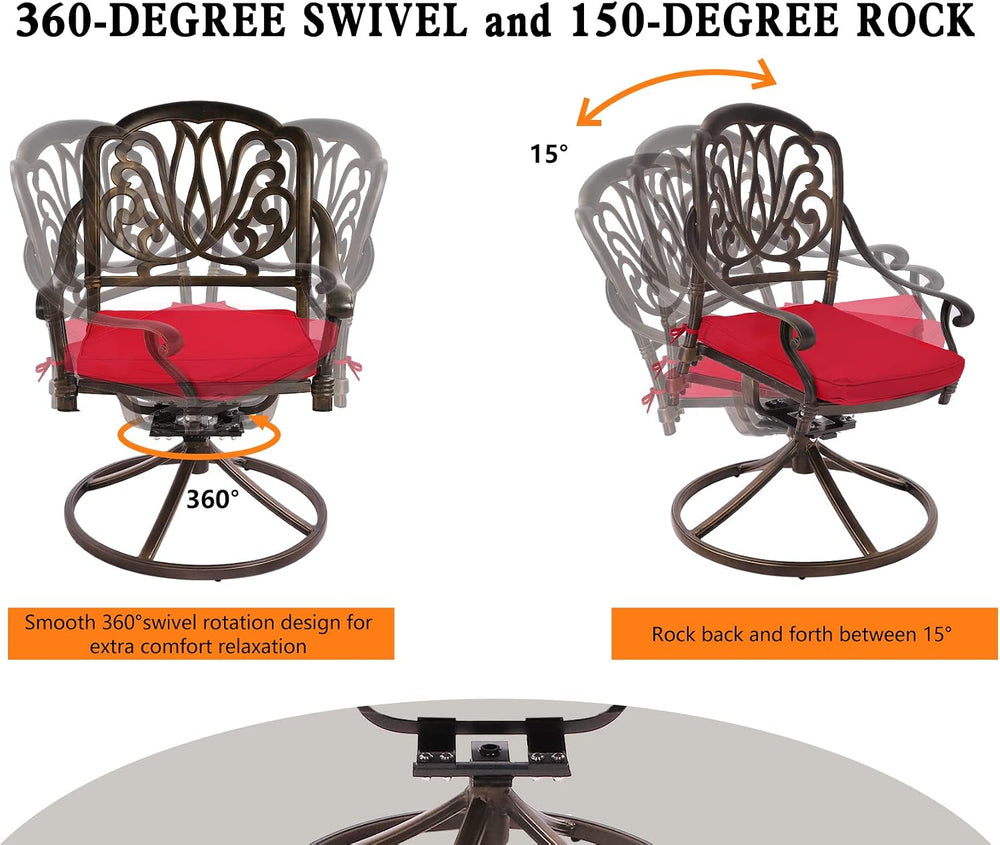 Grepatio 7 Piece Patio Dining Set Outdoor Dining Set Cast Aluminum Furniture ...
