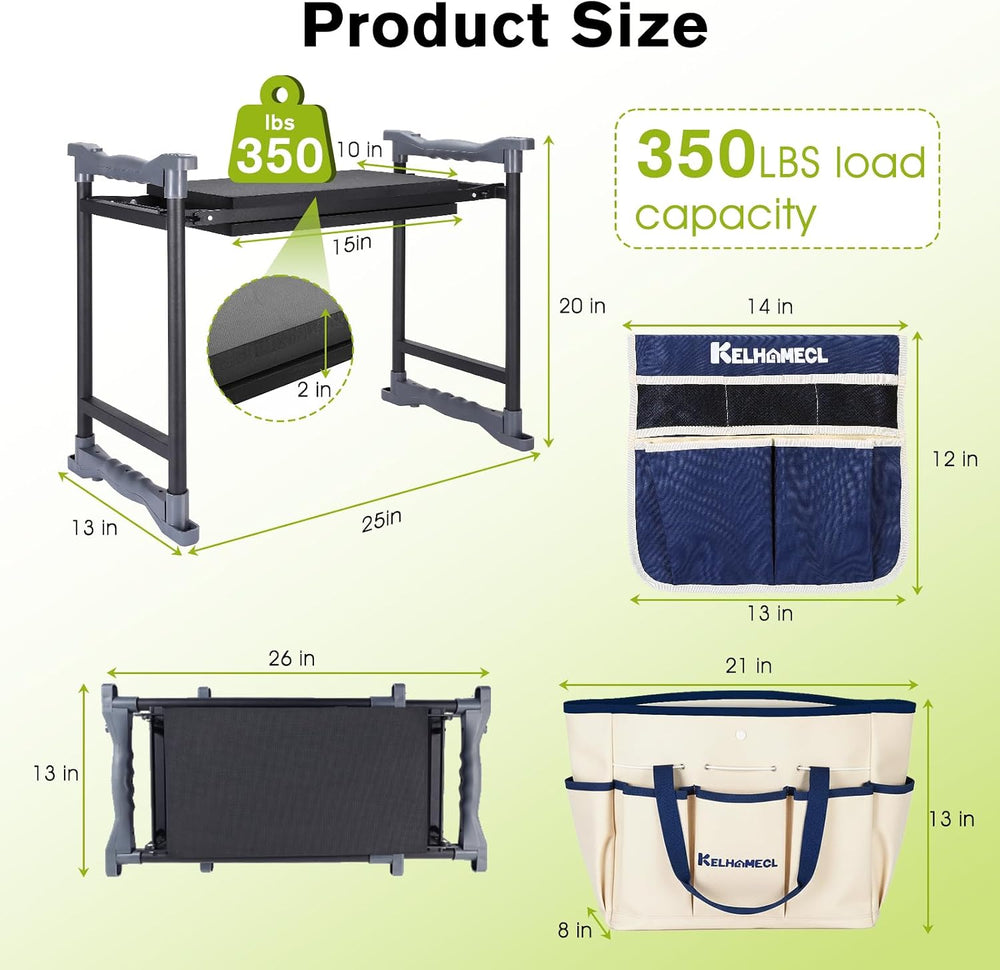 Garden Kneeler and Seat with Umbrella,Heavy Duty Gardening Bench and Stool