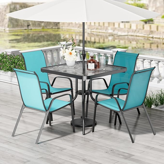 TLSUNNY Patio Dining Set 5 Pieces, All Weather Outdoor Furniture W/30"X ...