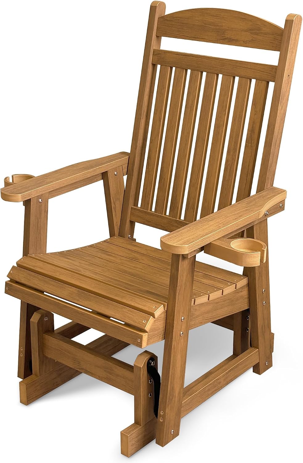 Poly Lumber Patio Glider for One Person, with Cup Holders, High Backrest and ...