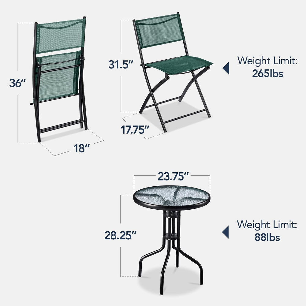 Best Choice Products 3-Piece Patio Bistro Dining Furniture Set w/Textured Gla...