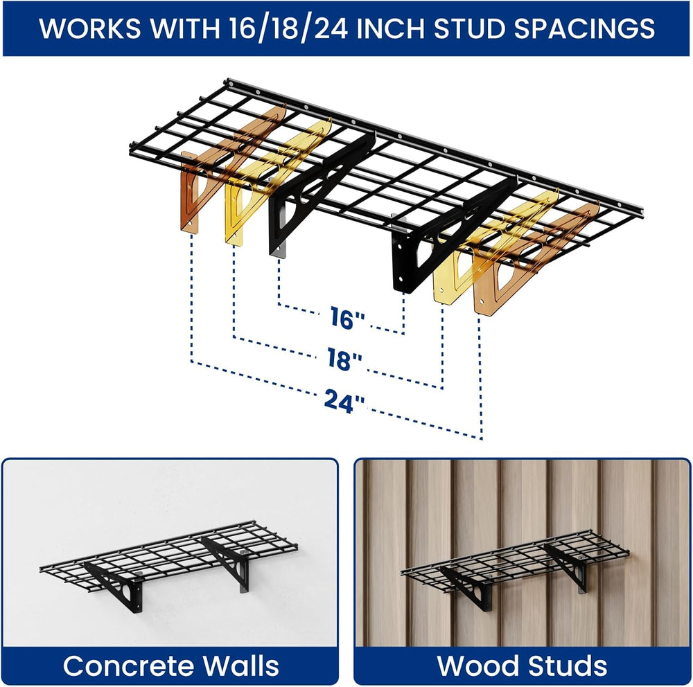 FLEXIMOUNTS 1-Pack 1x3ft Garage Shelving Wall-Mounted Storage Rack, Black