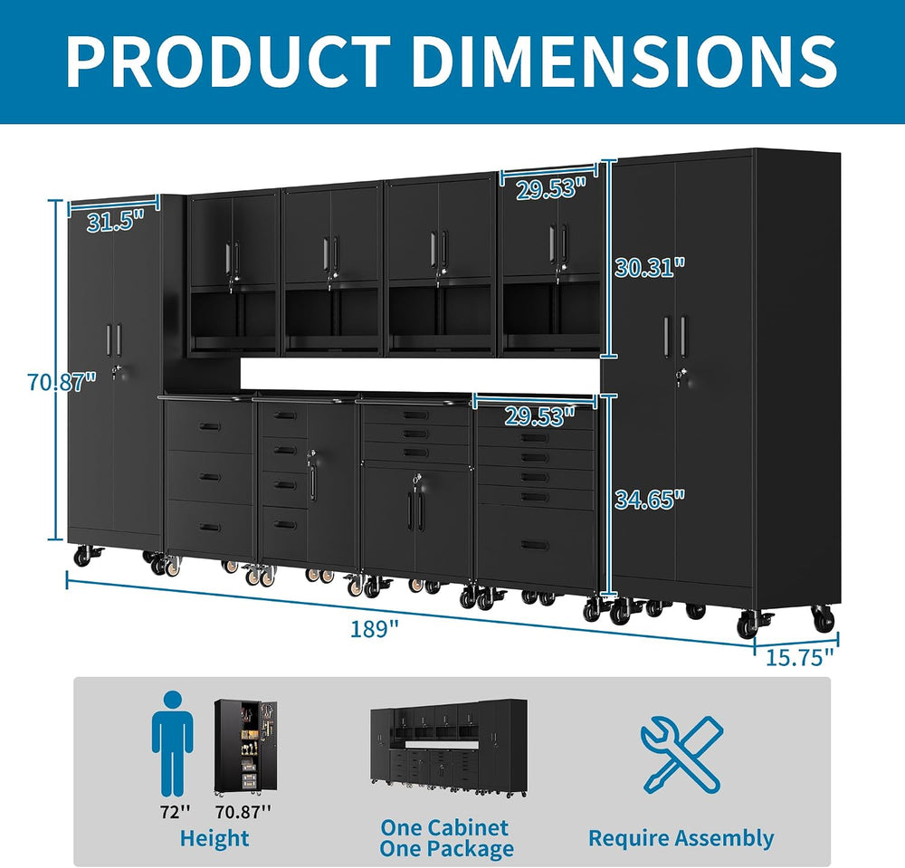 10-Piece Garage Storage Cabinets System Heavy Duty Workshop Set