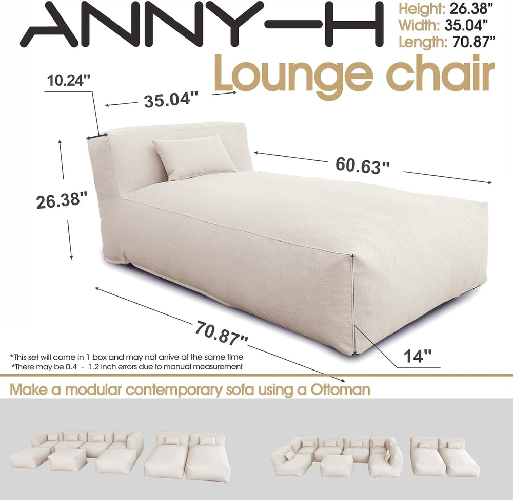 Dineli Modern ANNY-H Lounge Chair Outdoor Bed Lounger Outdoor Couch Sofa