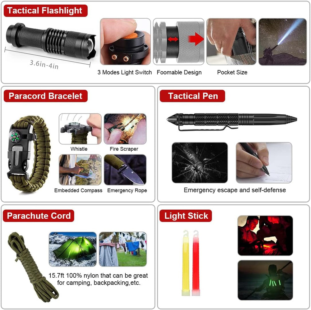 Survival Kit, 251 Pcs Survival Gear Emergency Supplies First Aid Kit