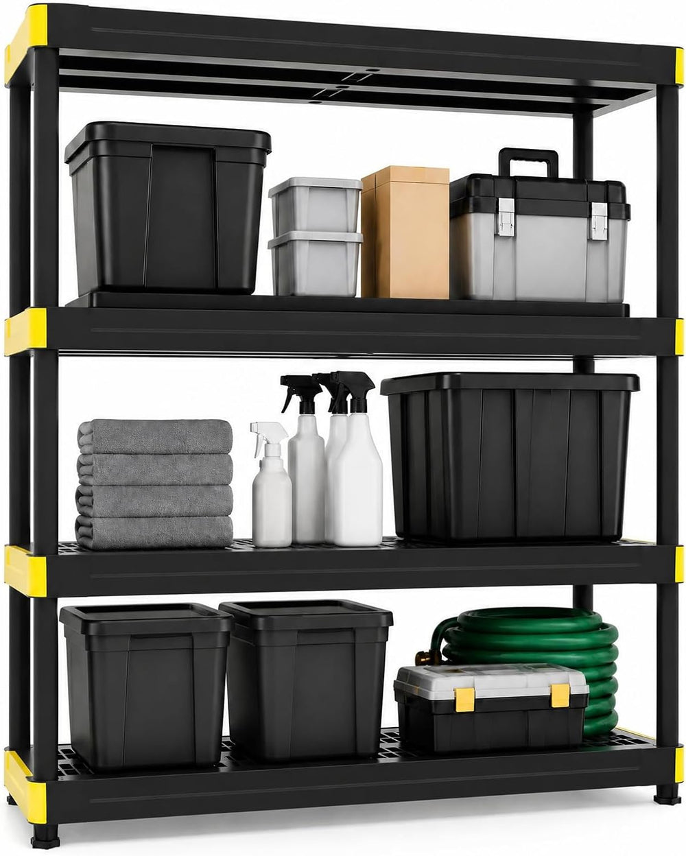 GIANTEX 4-Tier Plastic Storage Shelf, Heavy-Duty Utility Rack