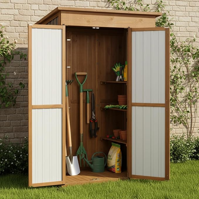 51" L Outdoor Storage Cabinet Waterproof with Shelves, Outside Storage S...