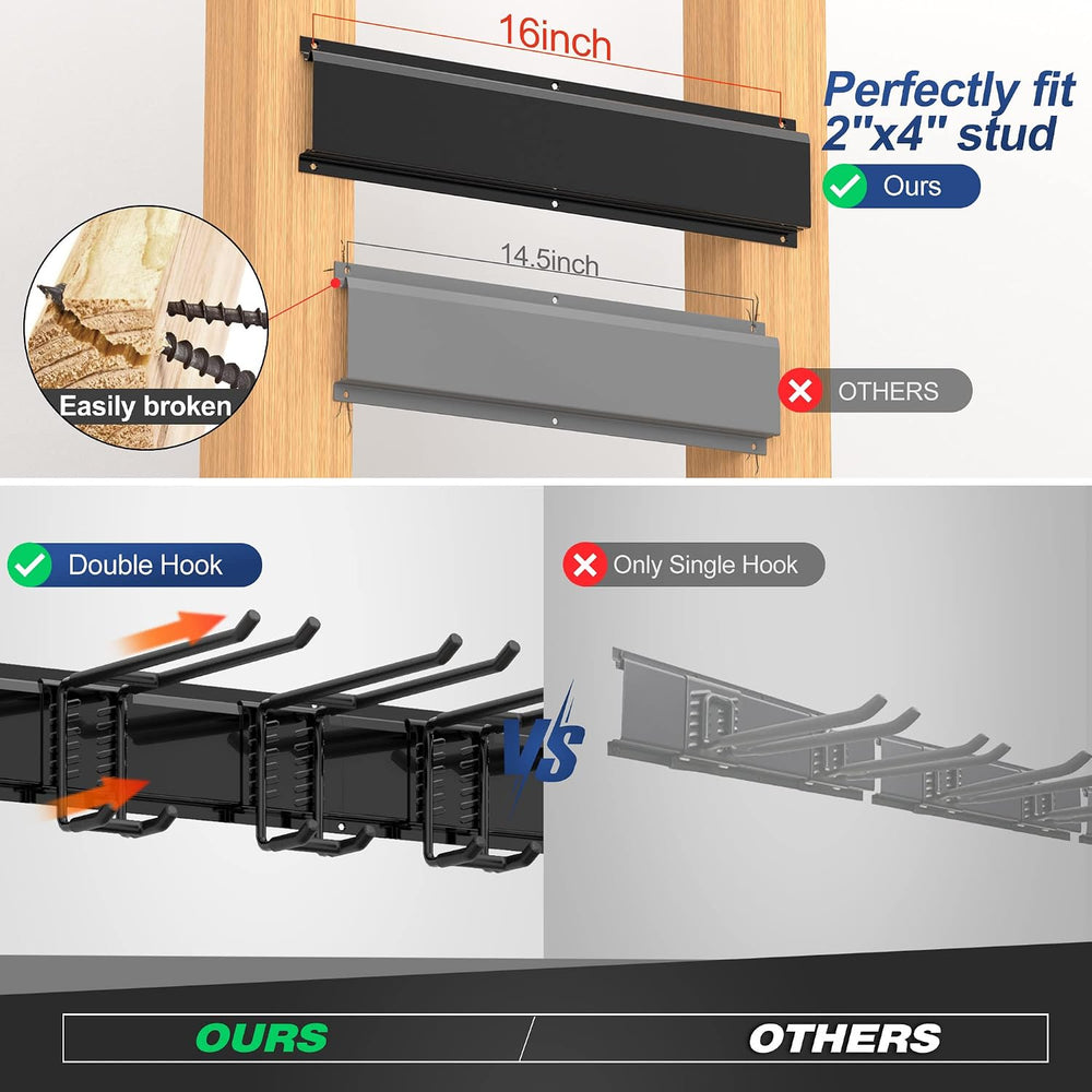 Garage Wall Organizer, Heavy Duty Tool Hangers for Garage Wall with 8 Double ...