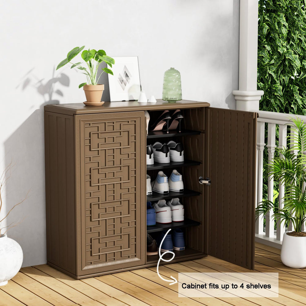 KINYING Outdoor Storage Cabinet Waterproof, Resin 62 Gallon Storage Box for P...