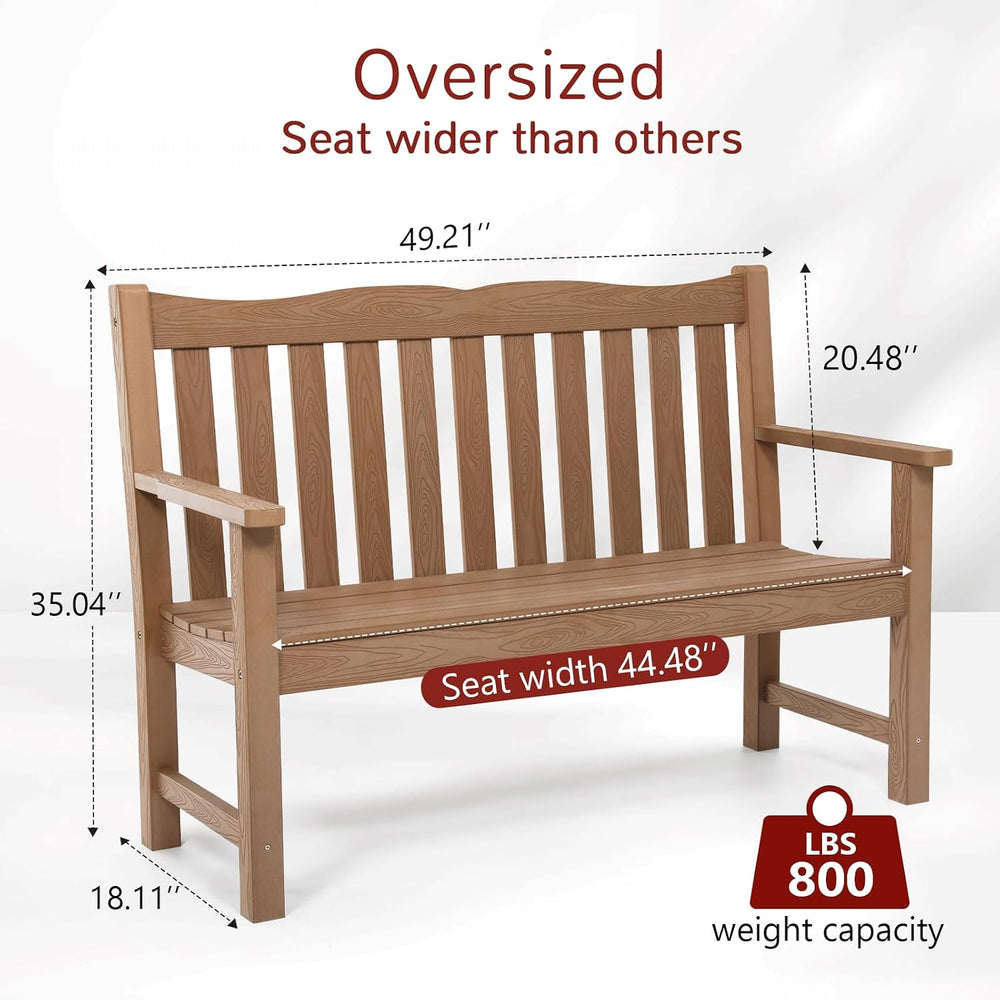 Stoog Oversized All-Weather Garden Bench & Chairs Set, 3-Piece Patio Furn...